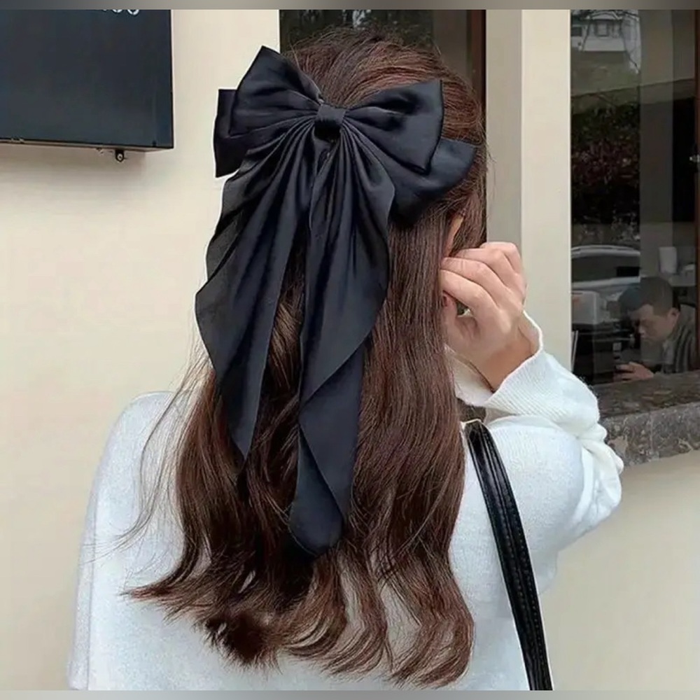 Bow hair clips- set of 3- Red, black, and white